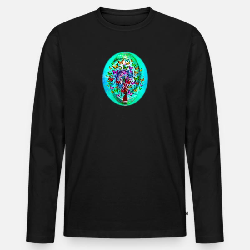 Frühlingsspirale - Männer Premium Bio Langarmshirt - Schwarz