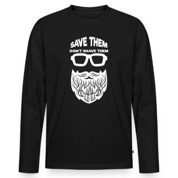 Coiffure de barbe Barbe Rasage de barbe Déclaration de croissance de la barbe - T-shirt manches longues Premium bio Homme - noir - Devant - Nico (187cm)