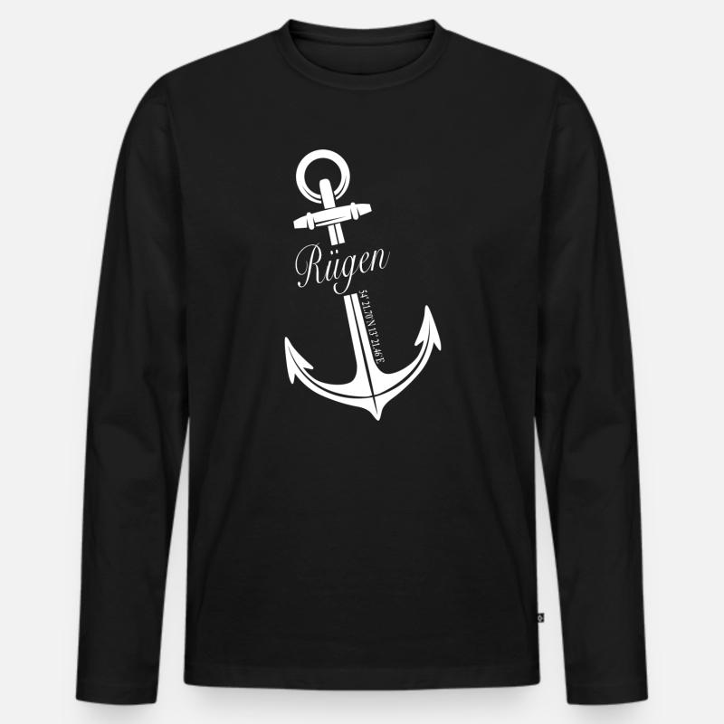 Rügen - Männer Premium Bio Langarmshirt - Schwarz