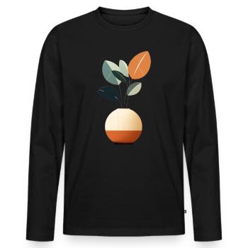 Minimalist Flowers - Men's Premium Organic Long Sleeve Shirt - black - Front - Nico (187cm)