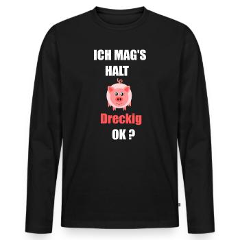 Fasching, Karneval, Kostüm, Schwein - Männer Premium Bio Langarmshirt - Schwarz - Vorne - Nico (187cm)