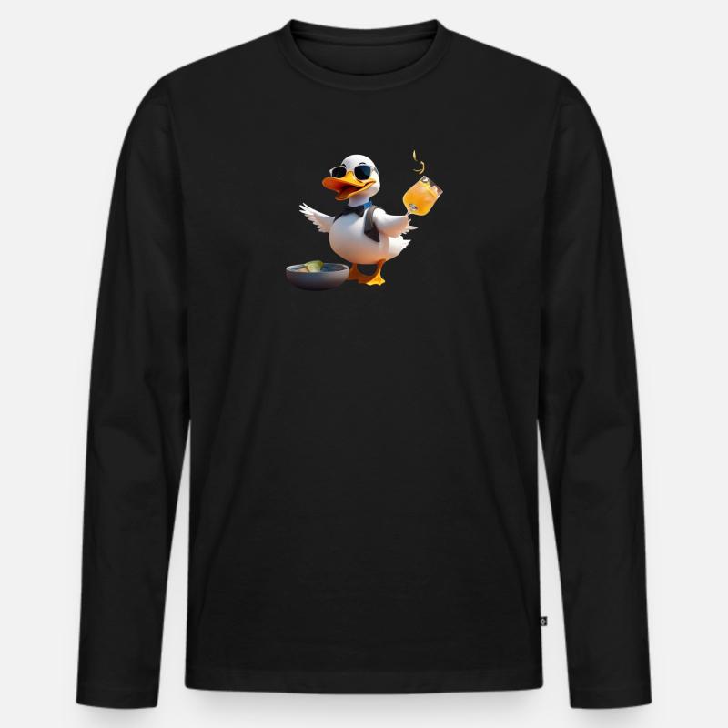 Cocktail Ente 2 - Männer Premium Bio Langarmshirt - Schwarz