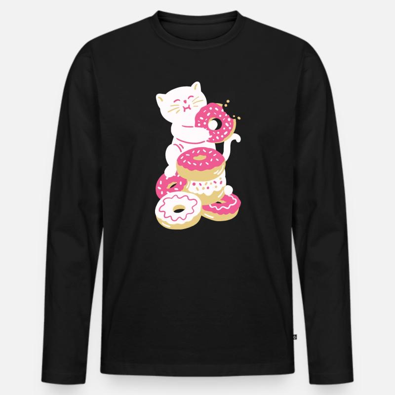 Donuts Katze Donut - Männer Premium Bio Langarmshirt - Schwarz
