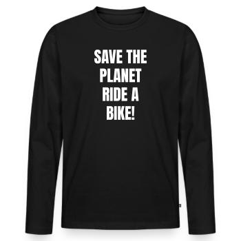 Sauvez la planète à vélo - T-shirt manches longues Premium bio Homme - noir - Devant - Nico (187cm)
