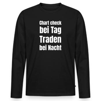 Vérification des graphiques le jour, trading la nuit. - T-shirt manches longues Premium bio Homme - noir - Devant - Nico (187cm)