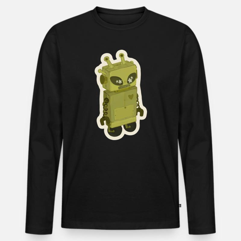 Außerirdischer Roboter - Männer Premium Bio Langarmshirt - Schwarz