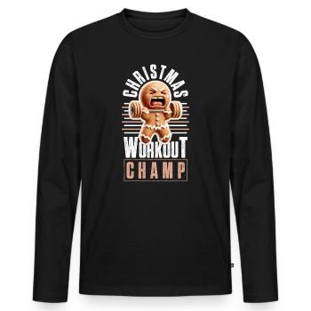 Christmas Workout Champ Weihnachten - Männer Premium Bio Langarmshirt - Schwarz - Vorne - Nico (187cm)