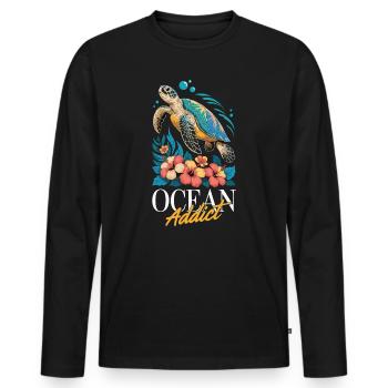 Sea Turtle Ocean Addict Design - T-shirt manches longues Premium bio Homme - noir - Devant - Nico (187cm)