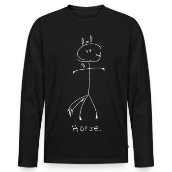 horse. (weiße Linien) (von Leni Riosa) - Männer Premium Bio Langarmshirt - Schwarz - Vorne - Nico (187cm)