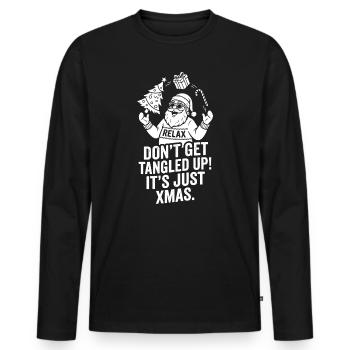 Détends-toi Père Noël : Ne t’emmêle pas à X. - T-shirt manches longues Premium bio Homme - noir - Devant - Nico (187cm)