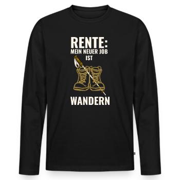 Randonnée pour cadeaux de retraité - Mon nouveau travail - T-shirt manches longues Premium bio Homme - noir - Devant - Nico (187cm)