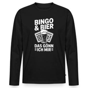 Joueur de bingo Bingo & Bière C’est ce que je m’offre au bingo - T-shirt manches longues Premium bio Homme - noir - Devant - Nico (187cm)