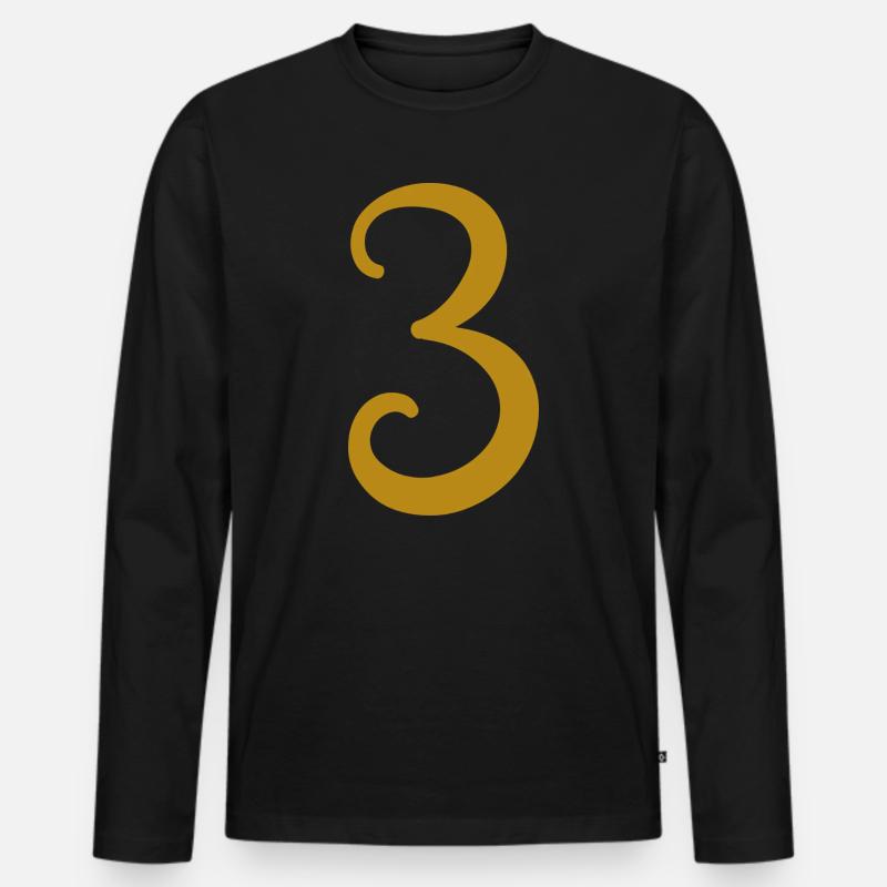 3 - Männer Premium Bio Langarmshirt - Schwarz