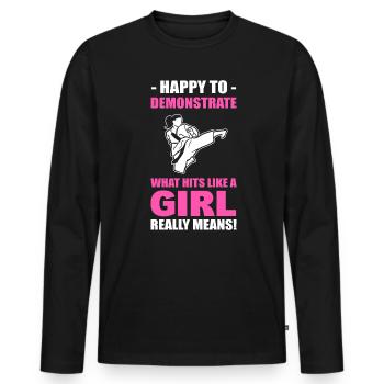 Taekwondo Mädchen Taekwondo -Trainer - Männer Premium Bio Langarmshirt - Schwarz - Vorne - Nico (187cm)
