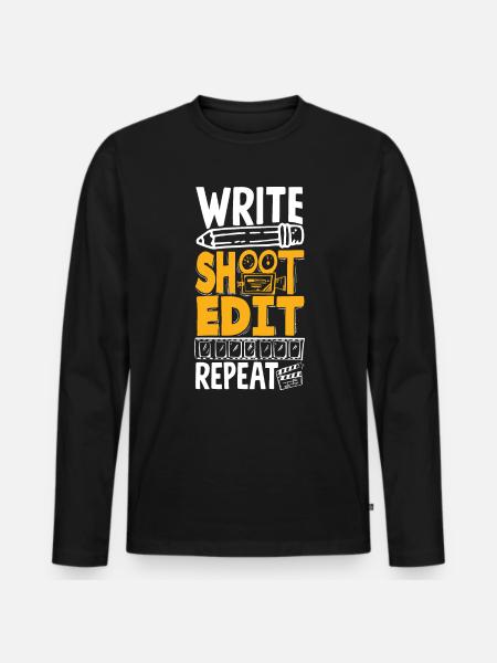 Write Shoot Edit Repeat Filmmaker - Men's Premium Organic Long Sleeve Shirt - black