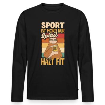 Sport ist Mord nur Sprit hält fit Biertrinker & - Männer Premium Bio Langarmshirt - Schwarz - Vorne - Nico (187cm)