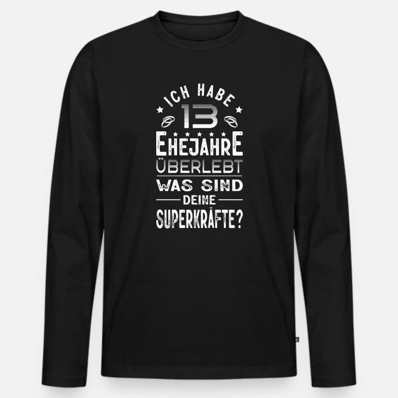 Hochzeitsgeschenk 13 Jahre Ehe Hochzeitstag - Männer Premium Bio Langarmshirt - Schwarz