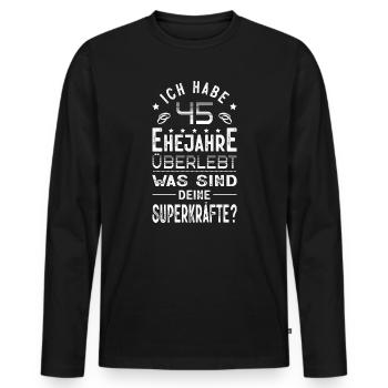Hochzeitsgeschenk 45 Jahre Ehe Hochzeitstag - Männer Premium Bio Langarmshirt - Schwarz - Vorne - Nico (187cm)