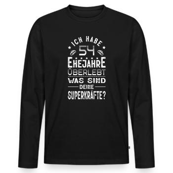 Hochzeitsgeschenk 54 Jahre Ehe Hochzeitstag - Männer Premium Bio Langarmshirt - Schwarz - Vorne - Nico (187cm)