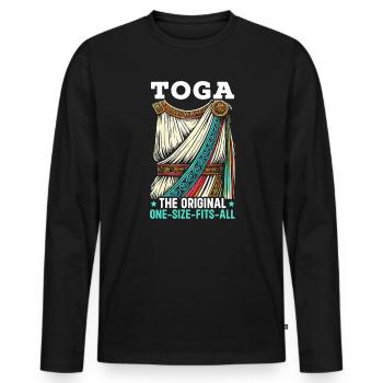 Toga de fête costumée grecque - T-shirt manches longues Premium bio Homme - noir - Devant - Nico (187cm)