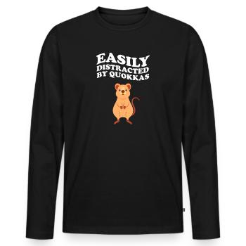 Facilement distrait par Quokkas Quokka - T-shirt manches longues Premium bio Homme - noir - Devant - Nico (187cm)
