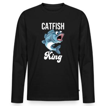 Roi du poisson-chat - T-shirt manches longues Premium bio Homme - noir - Devant - Nico (187cm)