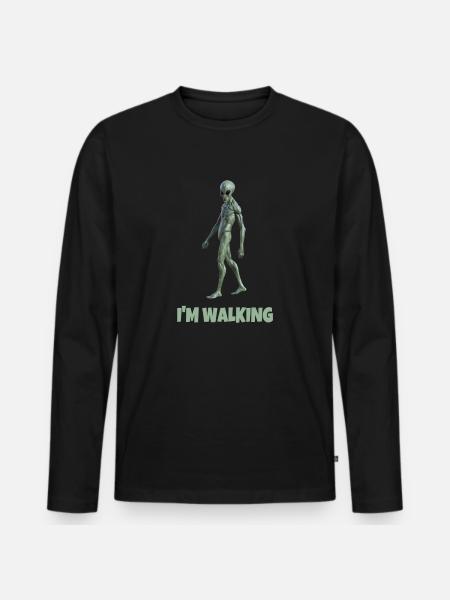 I'M WALKING - Männer Premium Bio Langarmshirt - Schwarz