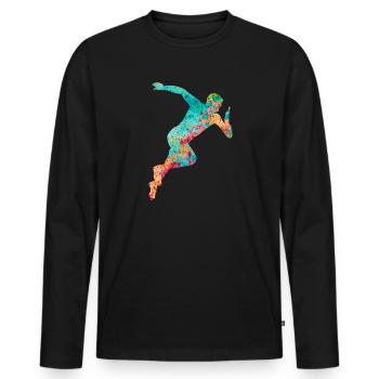 Jogging and running - Men's Premium Organic Long Sleeve Shirt - black - Front - Nico (187cm)