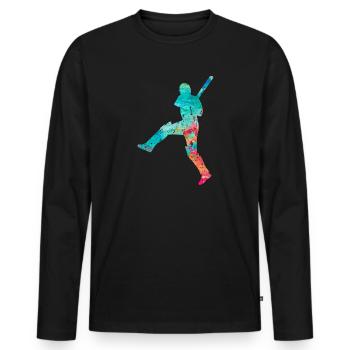 Joueurs de cricket à Popart - T-shirt manches longues Premium bio Homme - noir - Devant - Nico (187cm)