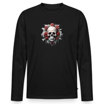 Gothic Floral Art Graphic Fashion Design - Men's Premium Organic Long Sleeve Shirt - black - Front - Nico (187cm)