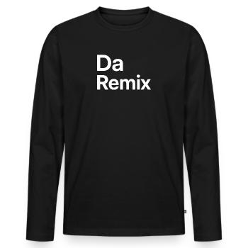 Da Remix (Bayrisch für "Der Remix") - Männer Premium Bio Langarmshirt - Schwarz - Vorne - Nico (187cm)