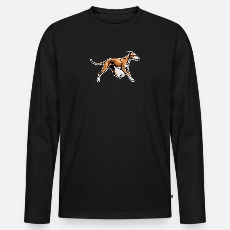Illustration dynamique de course de lévriers - T-shirt manches longues Premium bio Homme - noir