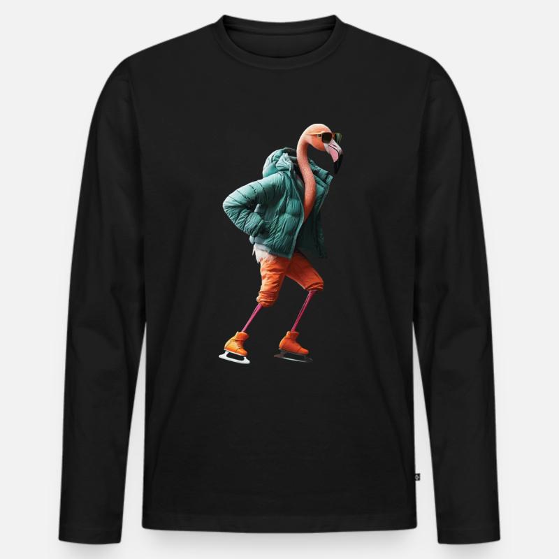 Flamingo - Männer Premium Bio Langarmshirt - Schwarz