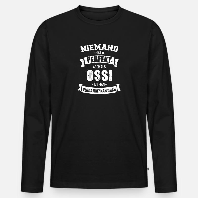 Ossi - Männer Premium Bio Langarmshirt - Schwarz