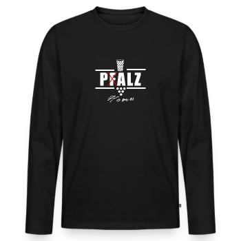 Pfalz Weinfest Pfälzer Wein Duppelglas - Männer Premium Bio Langarmshirt - Schwarz - Vorne - Nico (187cm)