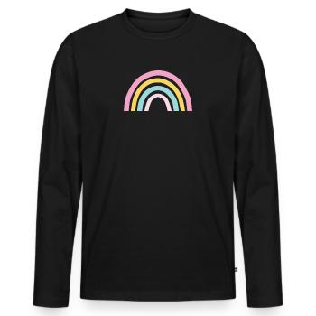 Arc-en-ciel pastel - T-shirt manches longues Premium bio Homme - noir - Devant - Nico (187cm)