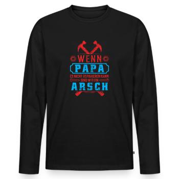 Wenn Papa es nicht reparieren kann... Vatertag - Männer Premium Bio Langarmshirt - Schwarz - Vorne - Nico (187cm)