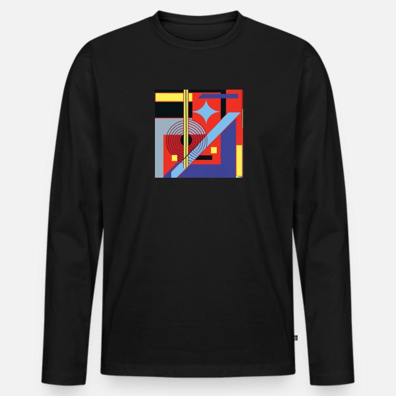 Abstraktes Geometrie-Design - Männer Premium Bio Langarmshirt - Schwarz
