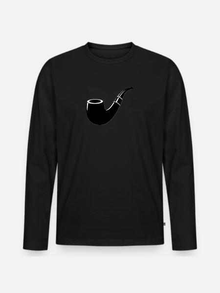 Pfeife - Männer Premium Bio Langarmshirt - Schwarz