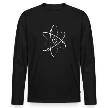 Heart Love Atom - Men's Premium Organic Long Sleeve Shirt - black - Front - Nico (187cm)