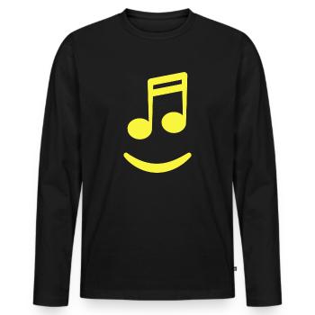 La musique rend heureux - Partitions Rires Joie Musiciens - T-shirt manches longues Premium bio Homme - noir - Devant - Nico (187cm)