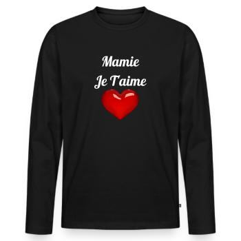 Mamie Je T aime 3 - T-shirt manches longues Premium bio Homme - noir - Devant - Nico (187cm)