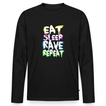 Eat Sleep Rave Repeat for Black Shirts - Männer Premium Bio Langarmshirt - Schwarz - Vorne - Nico (187cm)