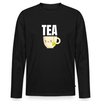 Tee - Männer Premium Bio Langarmshirt - Schwarz - Vorne - Nico (187cm)