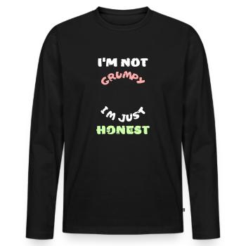 Lustiger mürrisch launisch wütender ehrlich Vektor - Männer Premium Bio Langarmshirt - Schwarz - Vorne - Nico (187cm)