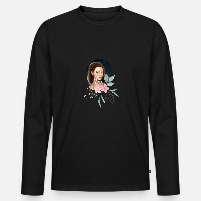 Prinzessin mit blumen - Männer Premium Bio Langarmshirt - Schwarz