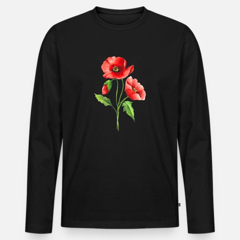 Blumen - Männer Premium Bio Langarmshirt - Schwarz