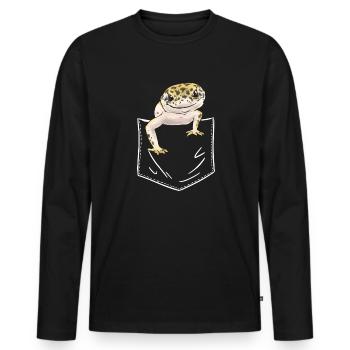 Leopard Gecko Reptile Pet Gecko - Men's Premium Organic Long Sleeve Shirt - black - Front - Nico (187cm)