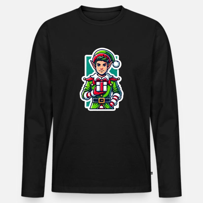 Weihnachtself - Männer Premium Bio Langarmshirt - Schwarz
