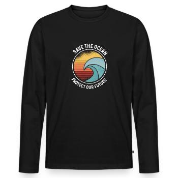 Sauvez l’océan - T-shirt manches longues Premium bio Homme - noir - Devant - Nico (187cm)